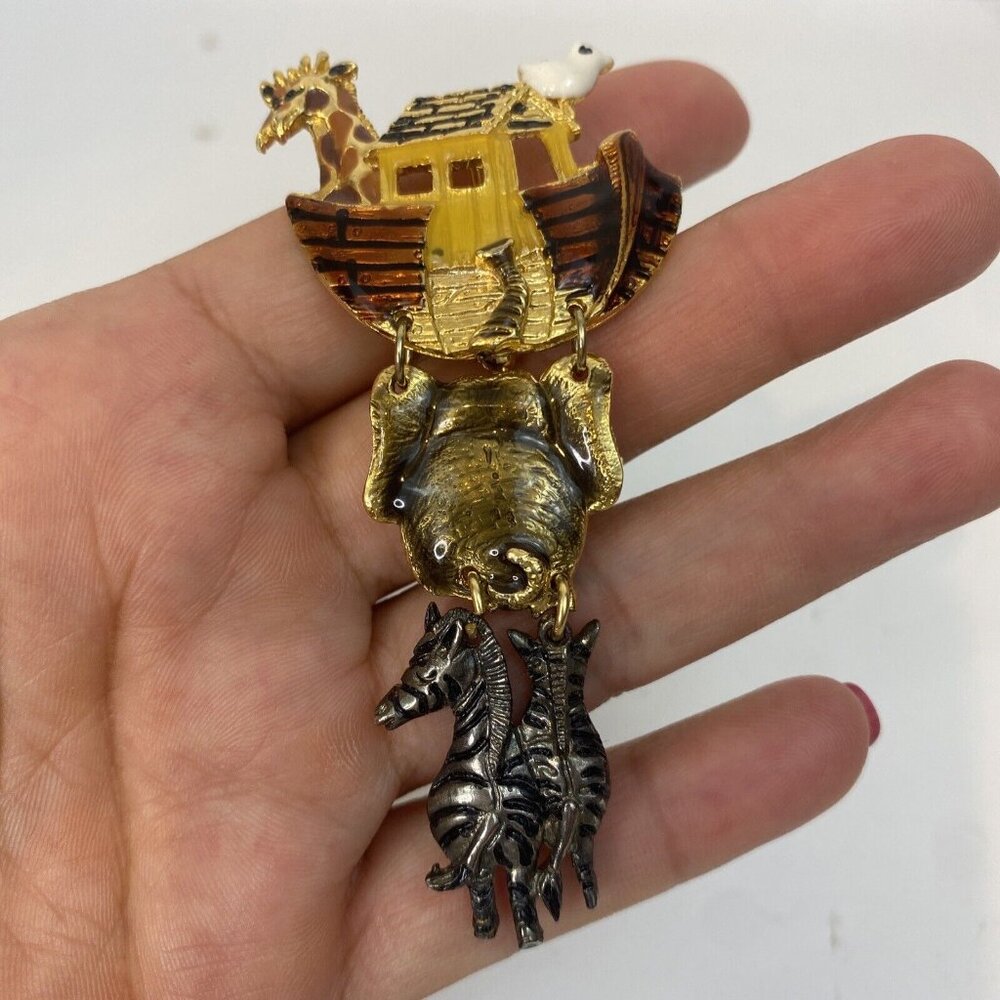 Don Lin Enamel Noah’s Ark Signed Brooch Pin